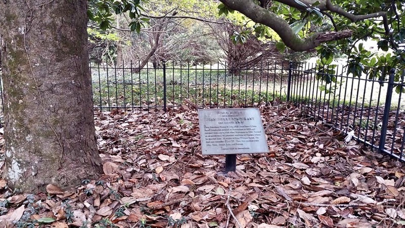 Gravesite Marker under Magnolia